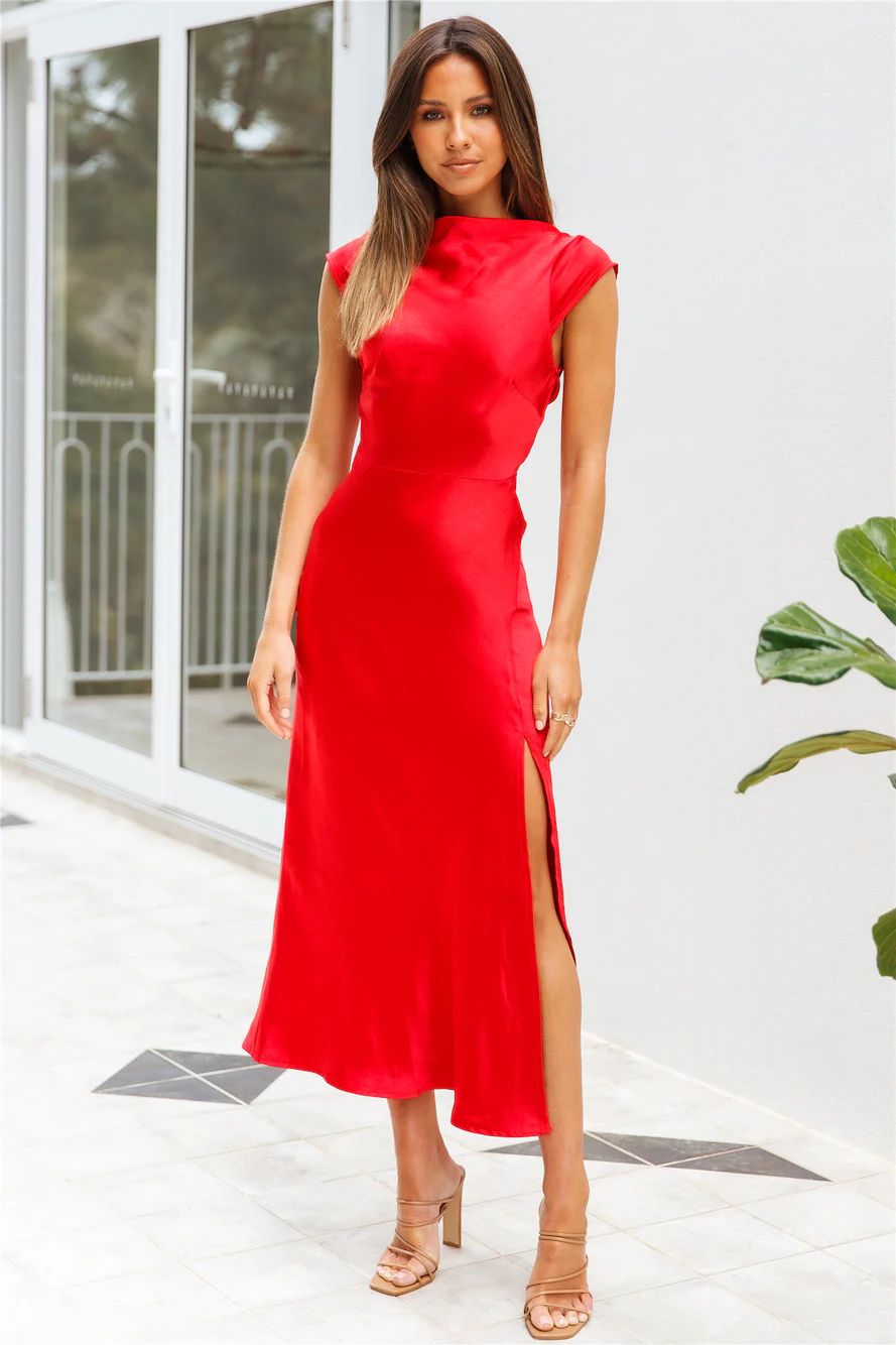 Get In Formation Midi Dress Red | Hello Molly