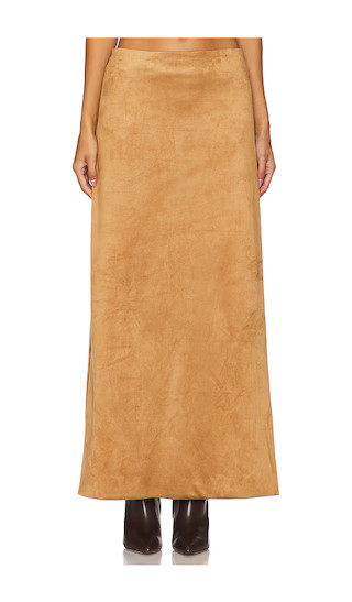Brandy Faux Suede Maxi Skirt in Desert Brown | Revolve Clothing (Global)