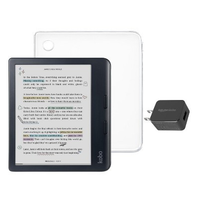 Kobo Libra Colour Black eReader with Clear Case & AC Bundle | Target