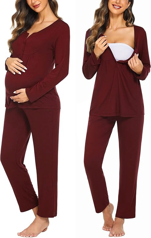 Ekouaer Maternity Nursing Pajama Sets Labor Delivery Pjs Long Sleeve Breastfeeding Pajamas Pregna... | Amazon (US)