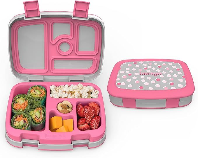 Bentgo Kids Prints (Pink Dots) - Leak-Proof, 5-Compartment Bento-Style Kids Lunch Box - Ideal Por... | Amazon (US)