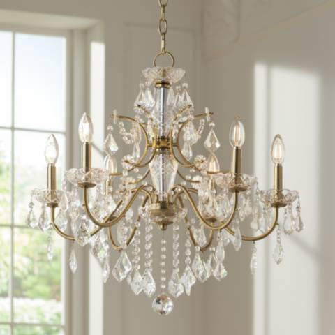 Vienna Full Spectrum DeMallo 26" Gold 6-Light Crystal Chandelier | Lamps Plus