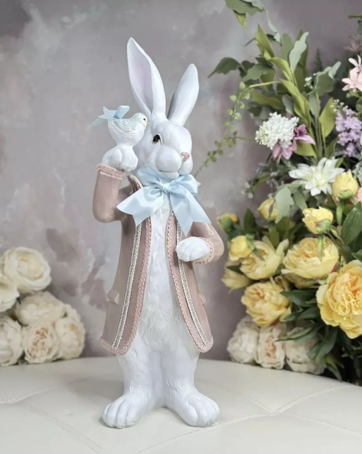 Elegant Easter Bunny Rabbit holding Blue Bird with Coat Mark Roberts Inspired  | eBay | eBay US