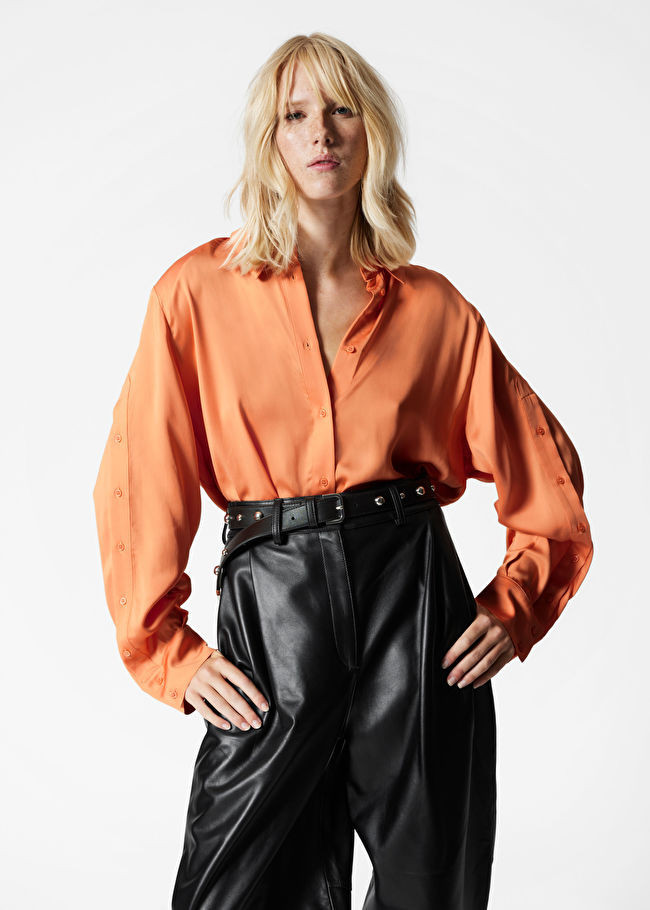Satin Buttoned-Sleeve Shirt | & Other Stories US