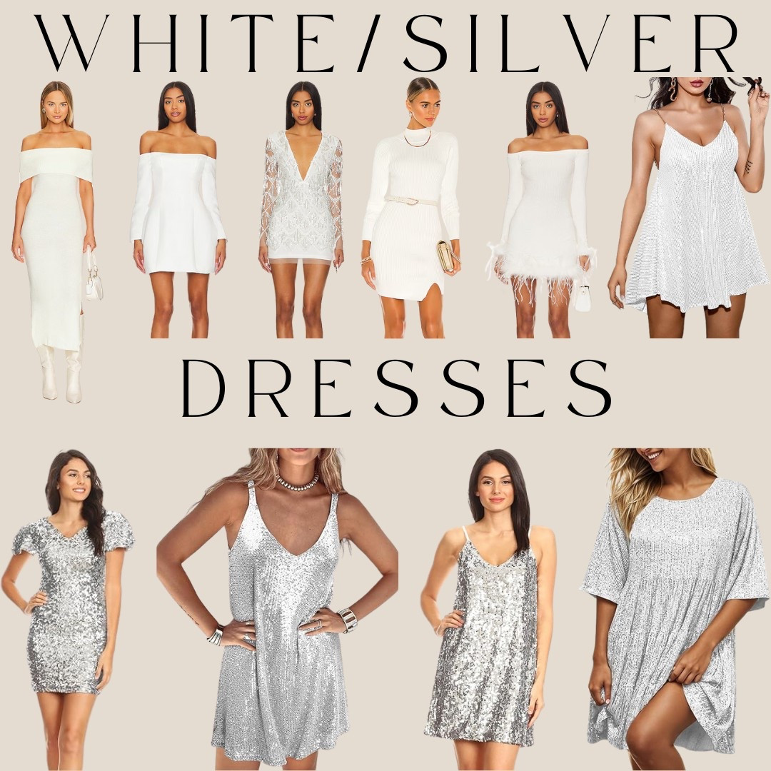 White dresses. Silver dresses. Cocktail dresses. Special occasion dresses. 

#LTKStyleTip #LTKParties #LTKSaleAlert