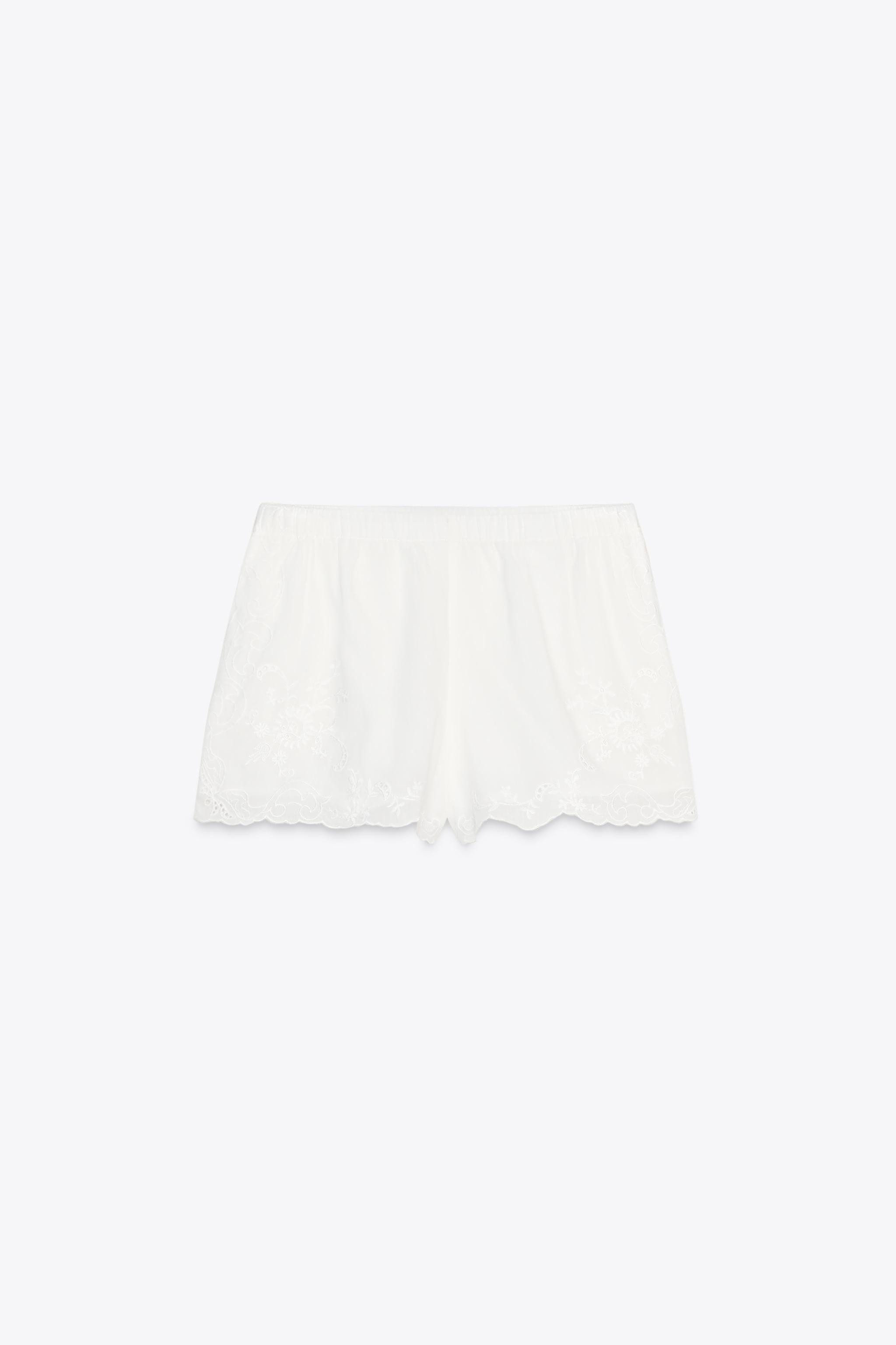 EMBROIDERED FLORAL PYJAMA SHORTS | Zara UK