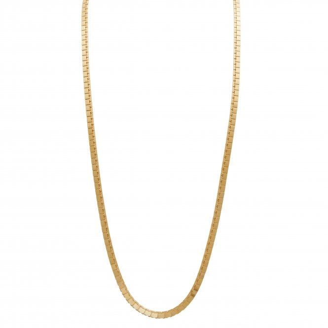 14ct Gold Plated Sterling Silver Flat High Shine Necklace | Jon Richard