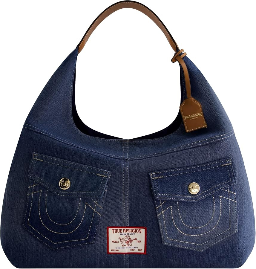 True Religion Women's Shoulder Bag Purse, Large Hobo Handbag with Front Pockets | Amazon (US)