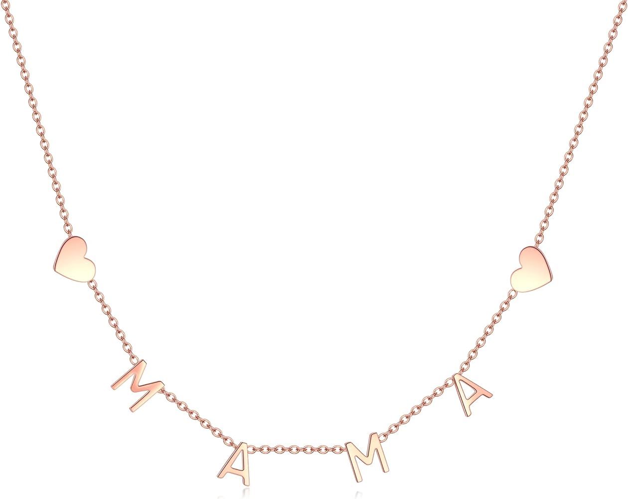 RWQIAN Adjustable Letter Necklace for Women MaMa Necklaces for Women Silver Mom Pendant Necklace Per | Amazon (US)