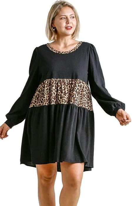 Umgee Women's Leopard Print Tiered Babydoll Dress | Amazon (US)