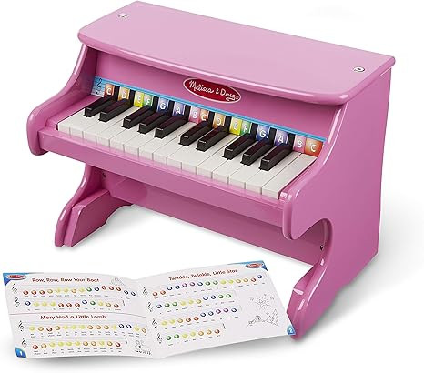 Melissa & Doug Learn-to-Play Pink Piano With 25 Keys and Color-Coded Songbook | Amazon (US)