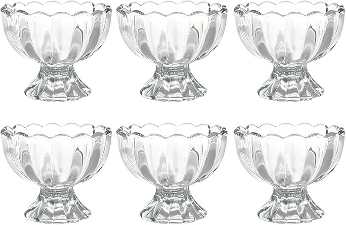 Iced Cream Dessert Bowl，Set of 6，6oz Vintage Glass ware with Heavy Base, Drinking Cup for Sun... | Amazon (US)