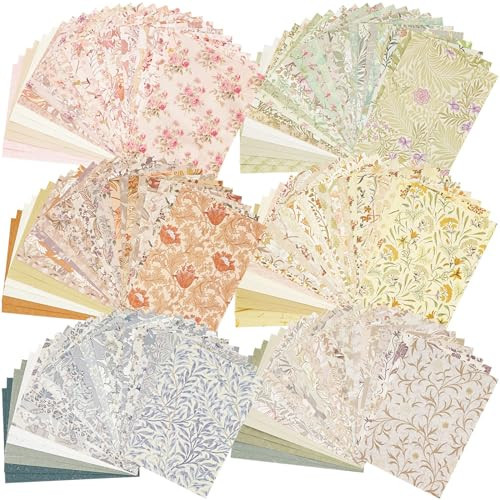 240 Pcs Vintage Floral Scrapbook Paper & Label Journaling Stickers Assorted Set - 6 Pack Mixed Special Textured Paper for Scrapbooking Planner Junk Journal Supplies Collage 4.1x5.8 Inch A6 | Amazon (US)