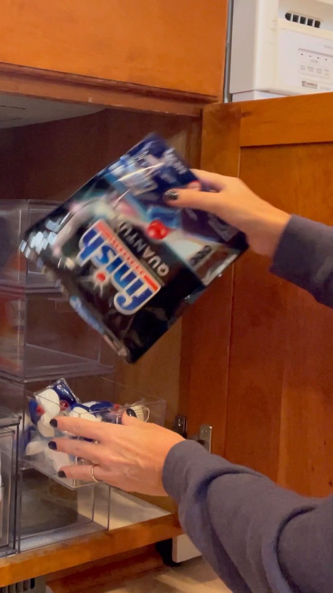 Dish washer pod storage organizer!  We are using this every day under the kitchen sink!  Easy to pull out the drawer and get your pod. And they are stackable so you can put it up high so you don’t have to bend over too much!  

Organization kitchen storage home edit stackable drawers clear storage containers 

#LTKhome #LTKFind