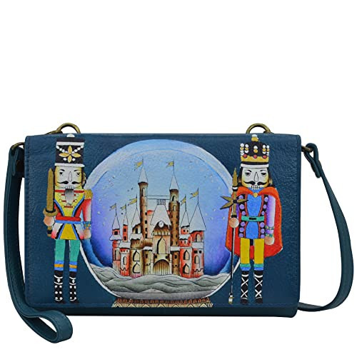 Anna by Anuschka Women's Hand-Painted Genuine Leather 4-In-1 Organizer Crossbody/Belt Bag/Clutch/Writlest - Nutcracker Party | Amazon (US)