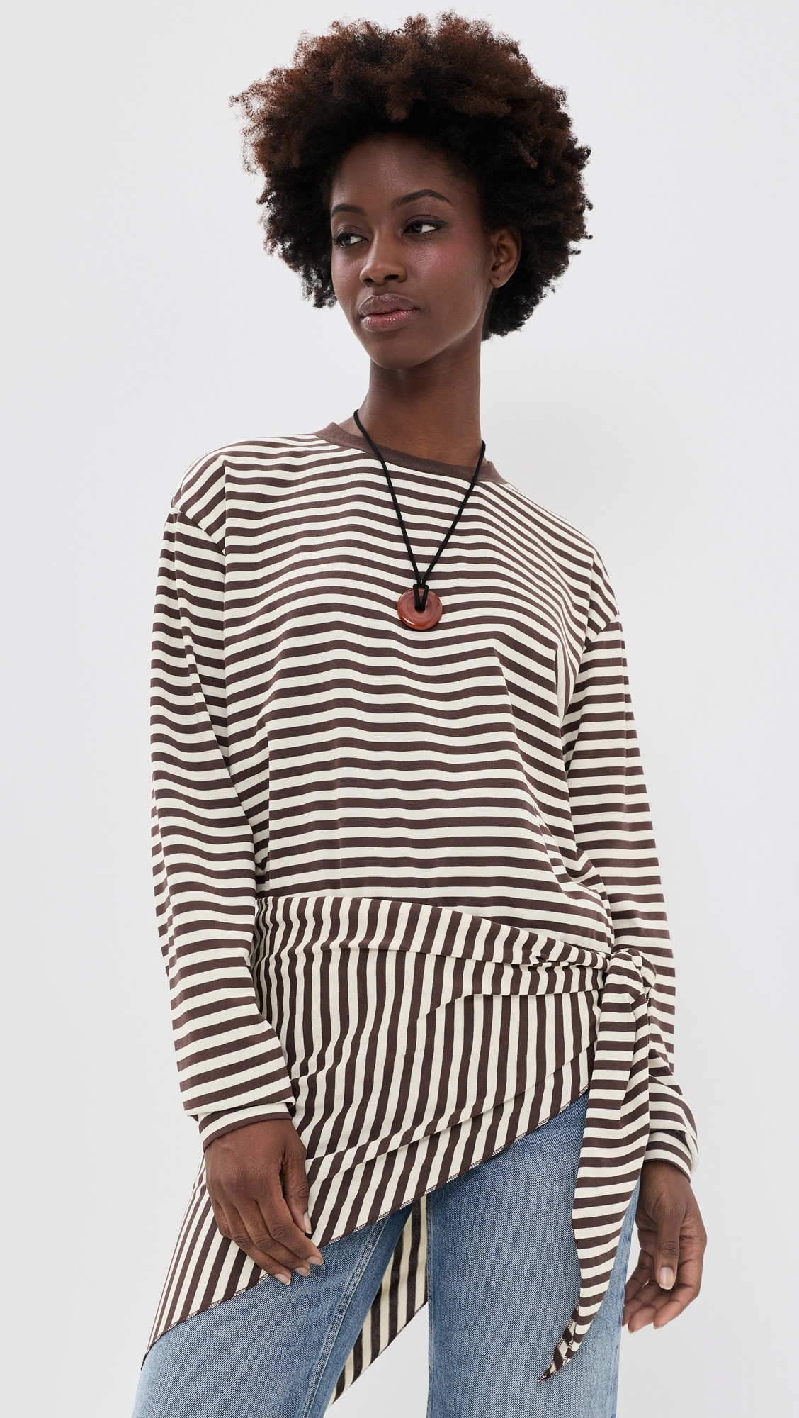 Lioness Olsen Long Sleeve Tee DARK CHOCOLATE STRIPE XXL | Shopbop