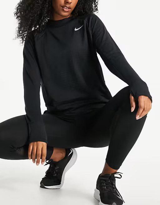 Nike Running Therma-FIT Element crew top in black | ASOS (Global)
