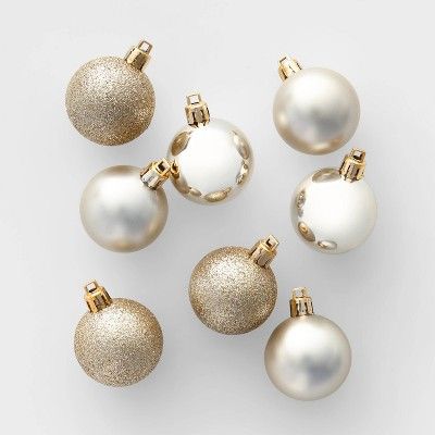 24ct 40mm Christmas Ornament Set Champagne - Wondershop™ | Target
