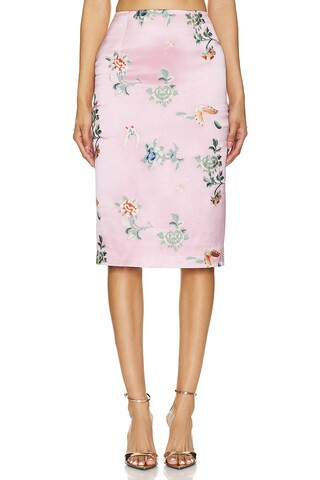 Kim Shui Embroidered Pencil Skirt in Pink from Revolve.com | Revolve Clothing (Global)