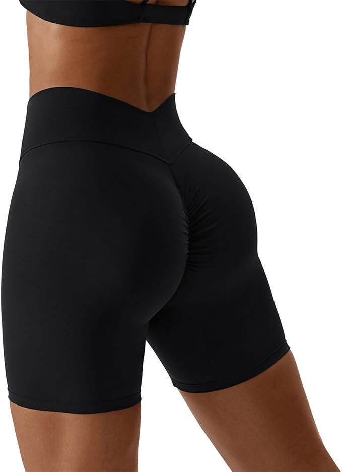 ABOCIW V Back Scrunch Butt Workout Shorts for Women High Waisted Lifting Booty Gym Yoga Biker Sho... | Amazon (US)