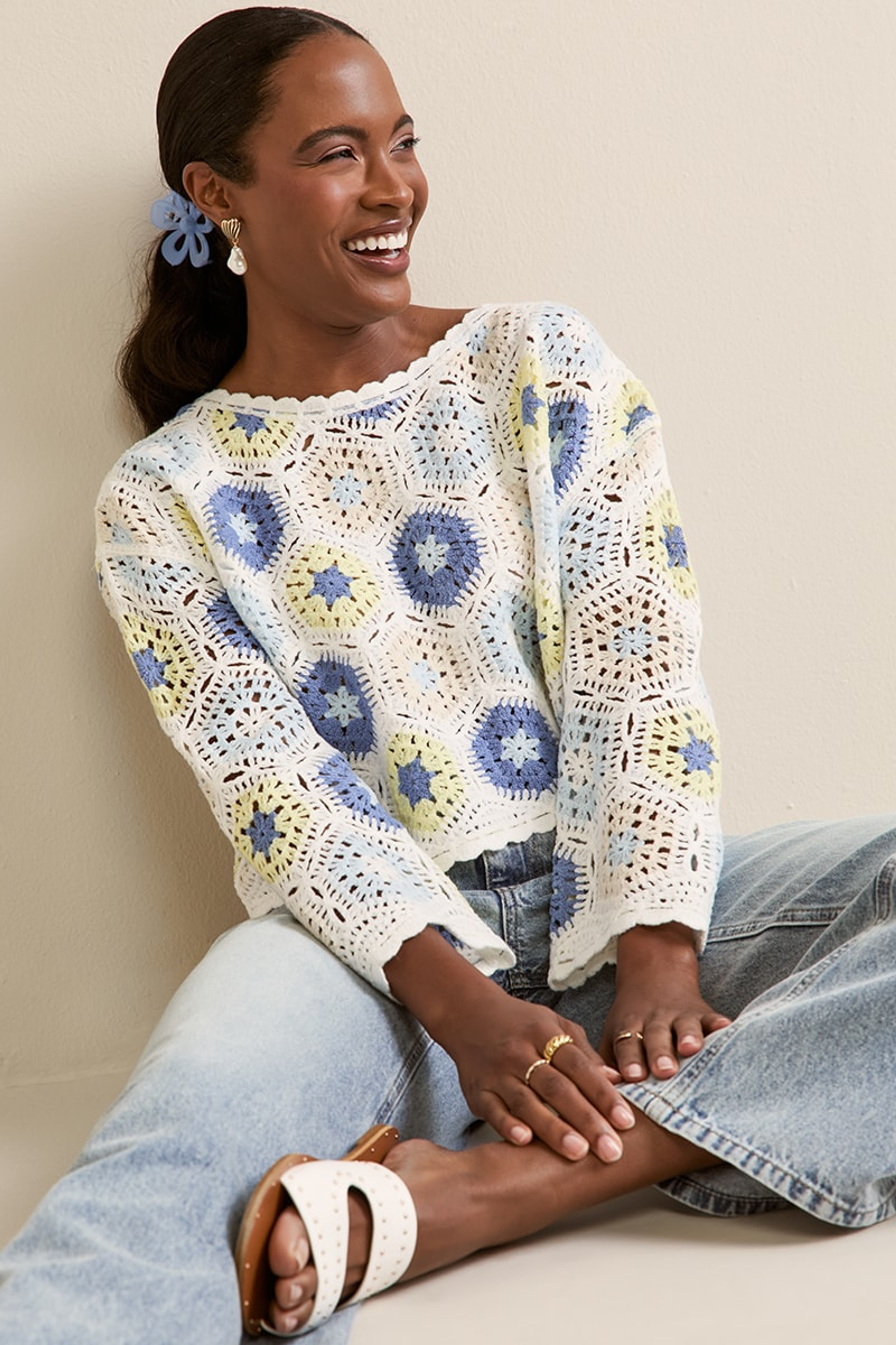 Lessie Crochet Pullover Sweater | Francesca's