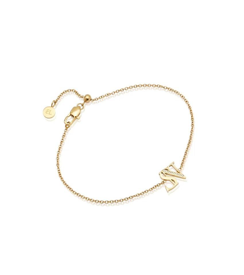 Double Initial Crystal Bracelet (Gold) | Abbott Lyon