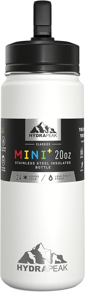 Hydrapeak Mini 20oz Kids Water Bottle with Straw Lid, Stainless Steel Double Wall Insulated Water... | Amazon (US)