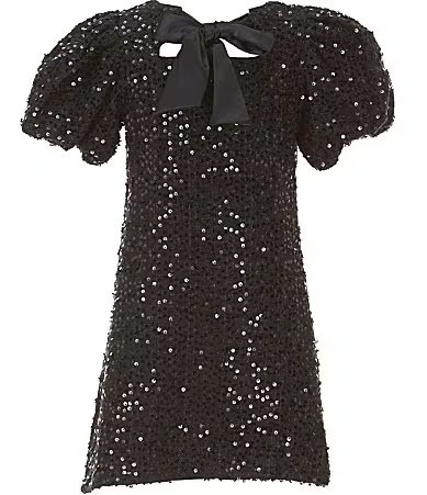 GB Social Big Girls Sequined Tweed Bow Neck Dress - 7 | Dillard's