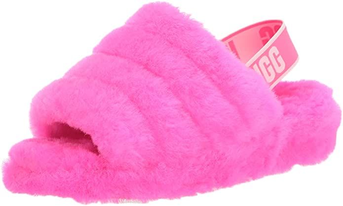 Amazon.com | UGG Women's Fluff Yeah Slide Slipper, Taffy Pink, 7 M US | Slippers | Amazon (US)