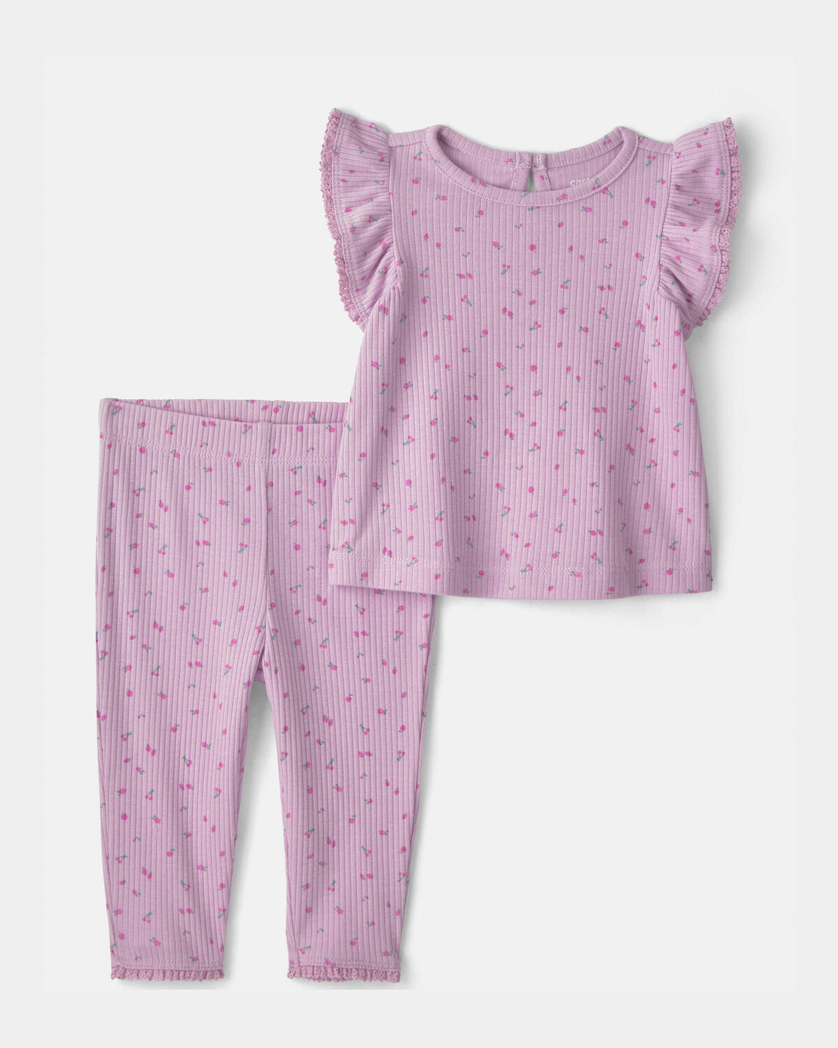 Baby Girl 2-Piece Cherry Short-Sleeve Top & Pant Set - Purple | Carter's | Carter's Inc