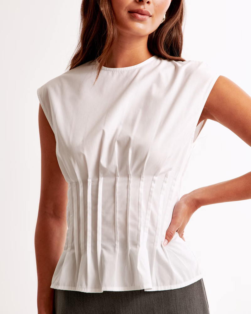 Women's Poplin Pleated Top | Women's Tops | Abercrombie.com | Abercrombie & Fitch (US)