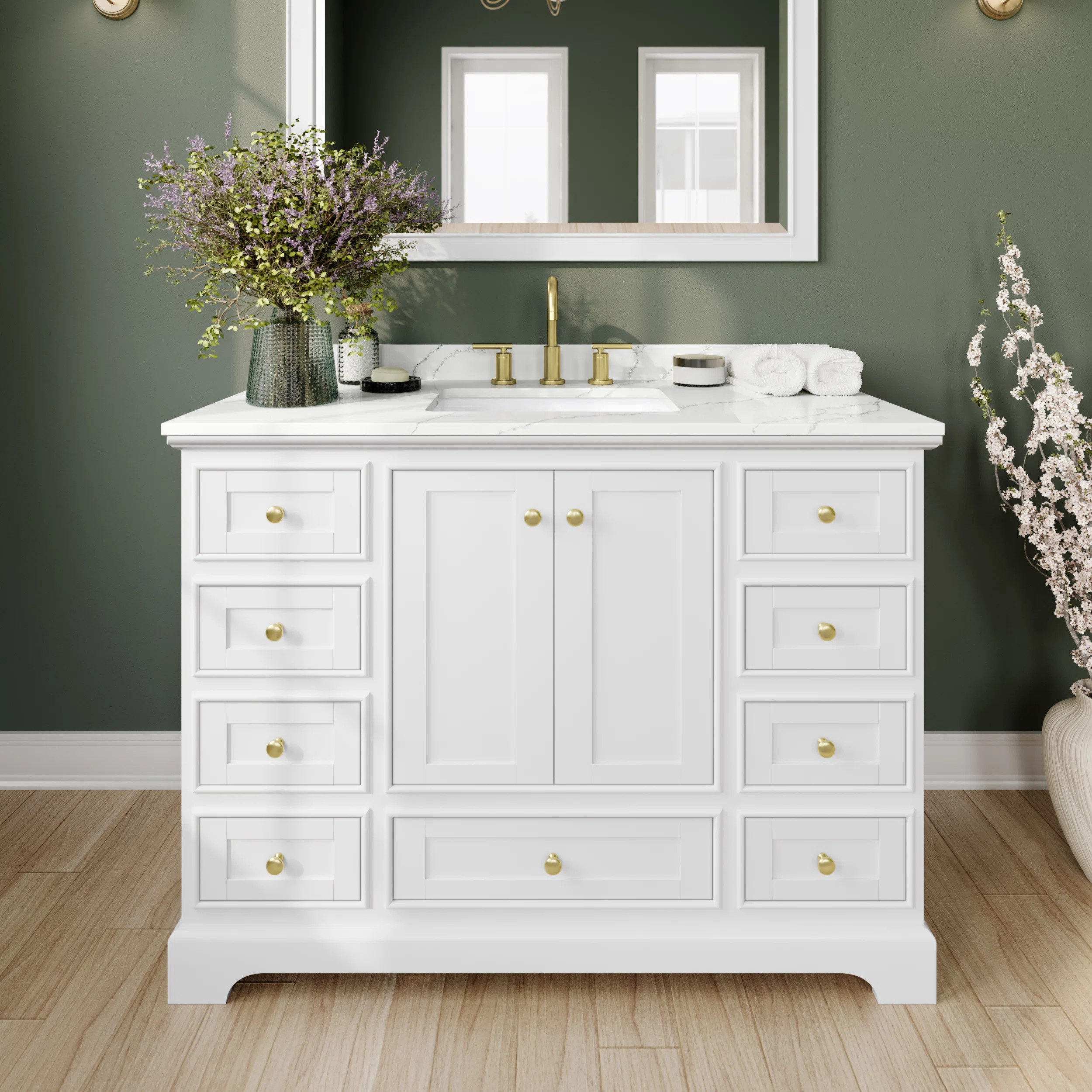 Deborah 48'' Single Bathroom Vanity with Quartz Top | Wayfair North America