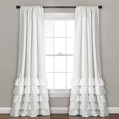 Lush Decor, White Allison Ruffle Curtains-Window Panel Drapes Set for Living, Dining Room, Bedroom ( | Amazon (US)