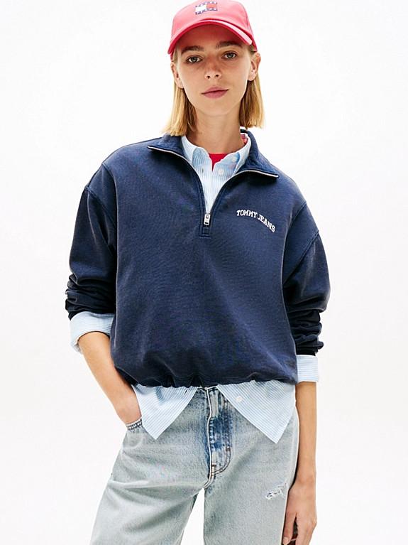 Logo Embroidery Relaxed Quarter-Zip Sweatshirt | Tommy Hilfiger UK