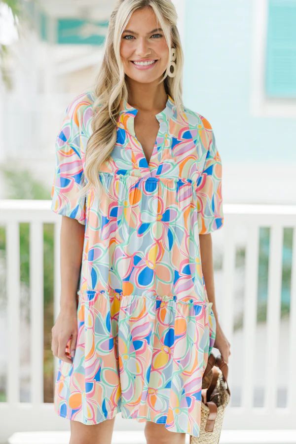 Fully Convinced Blue Abstract Babydoll Dress | The Mint Julep Boutique