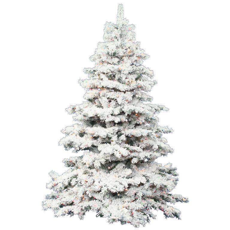 Vickerman Pre-Lit 6.5' Flocked Alaskan Artificial Christmas Tree, LED, Multicolor Lights - Walmar... | Walmart (US)