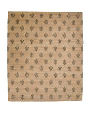 8x10 Woven Rug With Embroidered Green Leaves | Marshalls