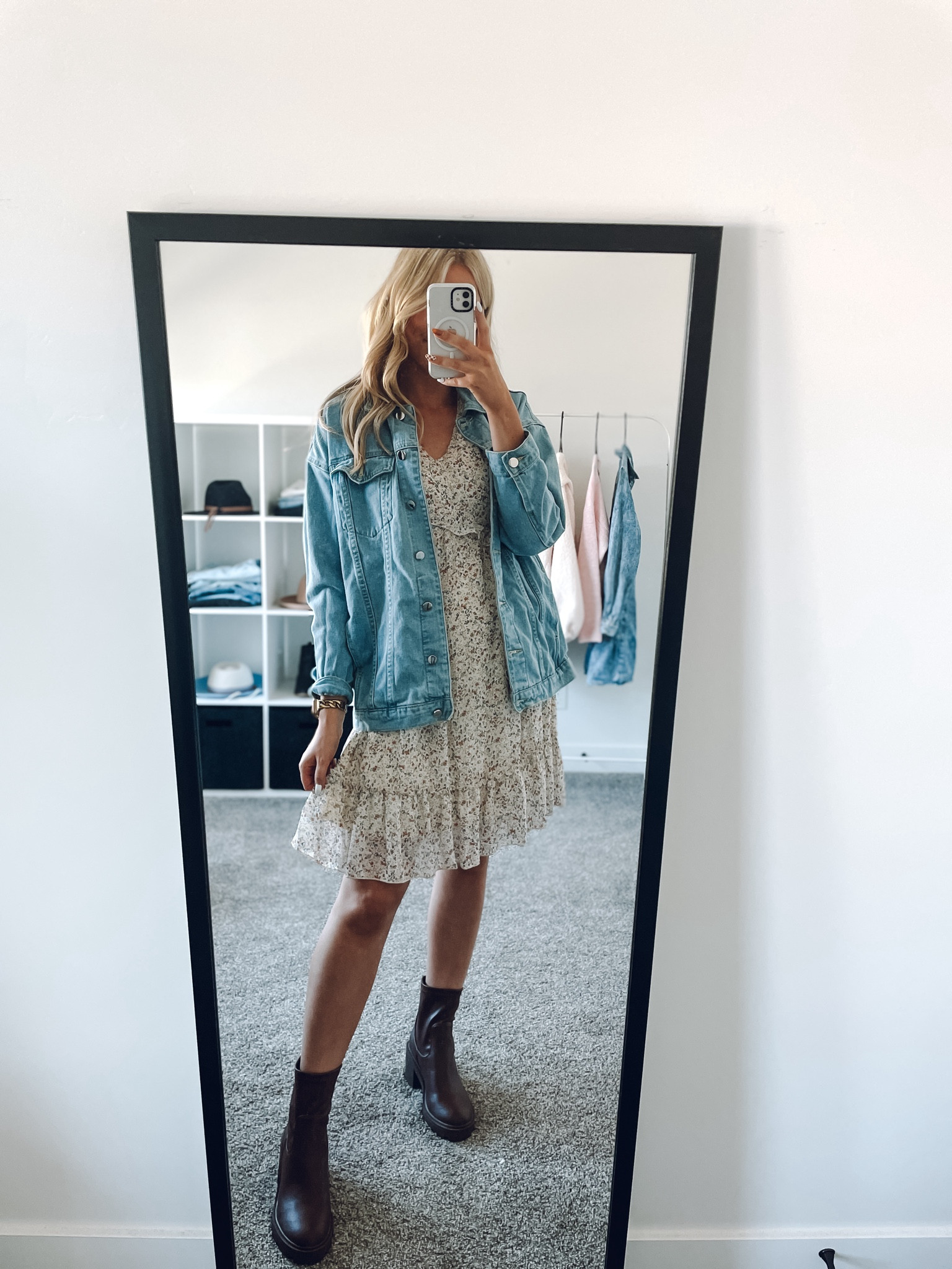 teacher outfit idea - paired this dress with a denim jacket + boots for fall!

dress: runs slightly big, I got my usual size M and wish I’d gotten a small
denim jacket: wearing M
boots: sized up half 

| fall outfit | teacher outfit 

#LTKWorkwear #LTKFindsUnder100 #LTKSeasonal