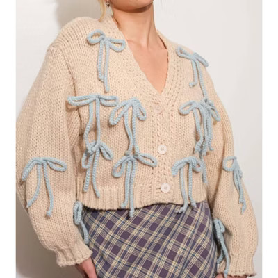 Women's Beloved Bow Chunky Knit Cardigan - Pretty Garbage S | Target