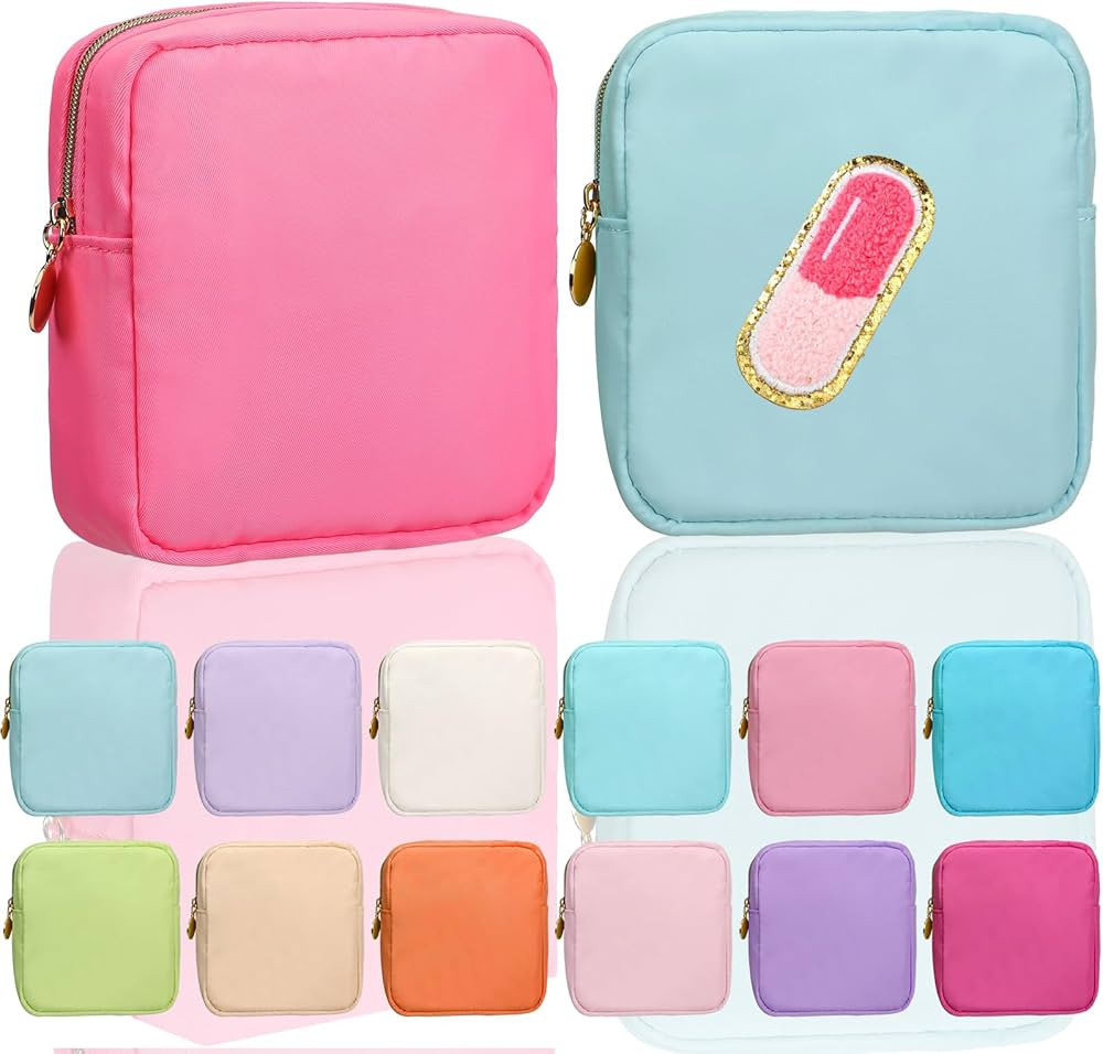 Umigy 12 Pcs Preppy Cosmetic Bags Nylon Mini Makeup Bags Bulk Waterproof Cute Travel Pouch Purse ... | Amazon (US)