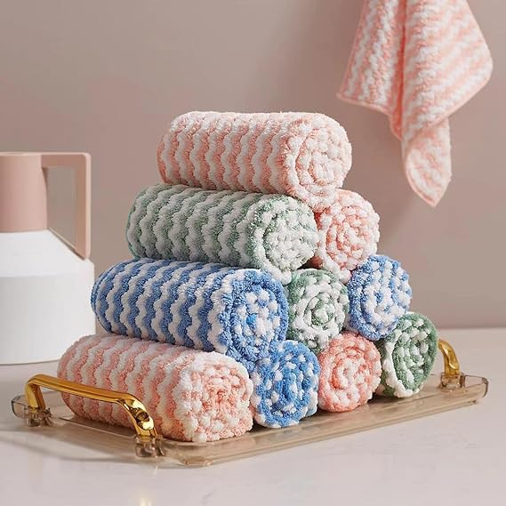 JOYMOOP 12 Pack Microfiber Cleaning Cloth, Larger Kitchen Towels, Dish Rags for Dish Drying Washi... | Amazon (US)