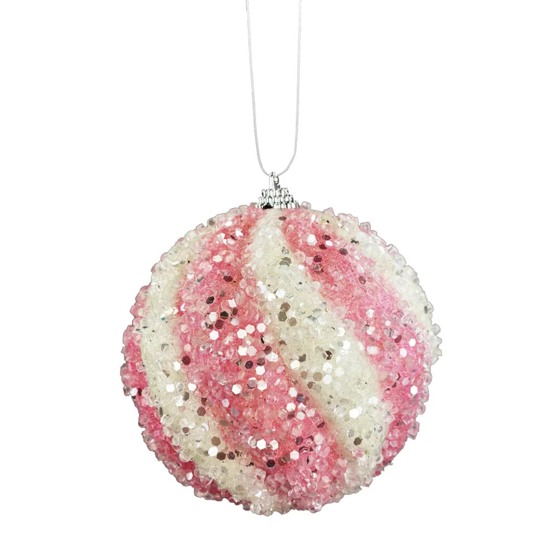 6 Pink Icy Ball Ornament, Christmas Ornament, Pink and White Ball Christmas Ornament, Christmas W... | Etsy (US)