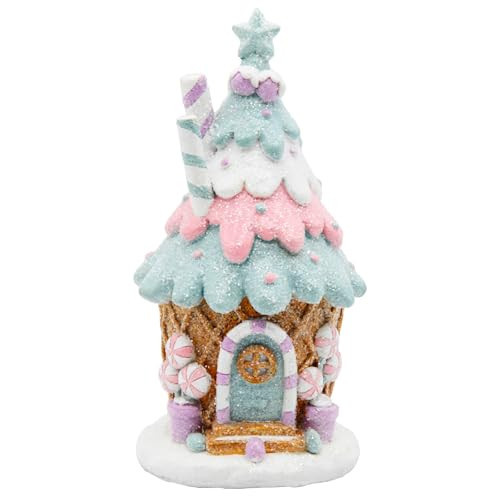 nuvagiki Gingerbread House Decorations, Pastel Pink Gingerbread Christmas Decor, Christmas Resin Ginger Bread Treehouse Decorations Indoor, Xmas Tabletop Village Houses Decor | Amazon (US)