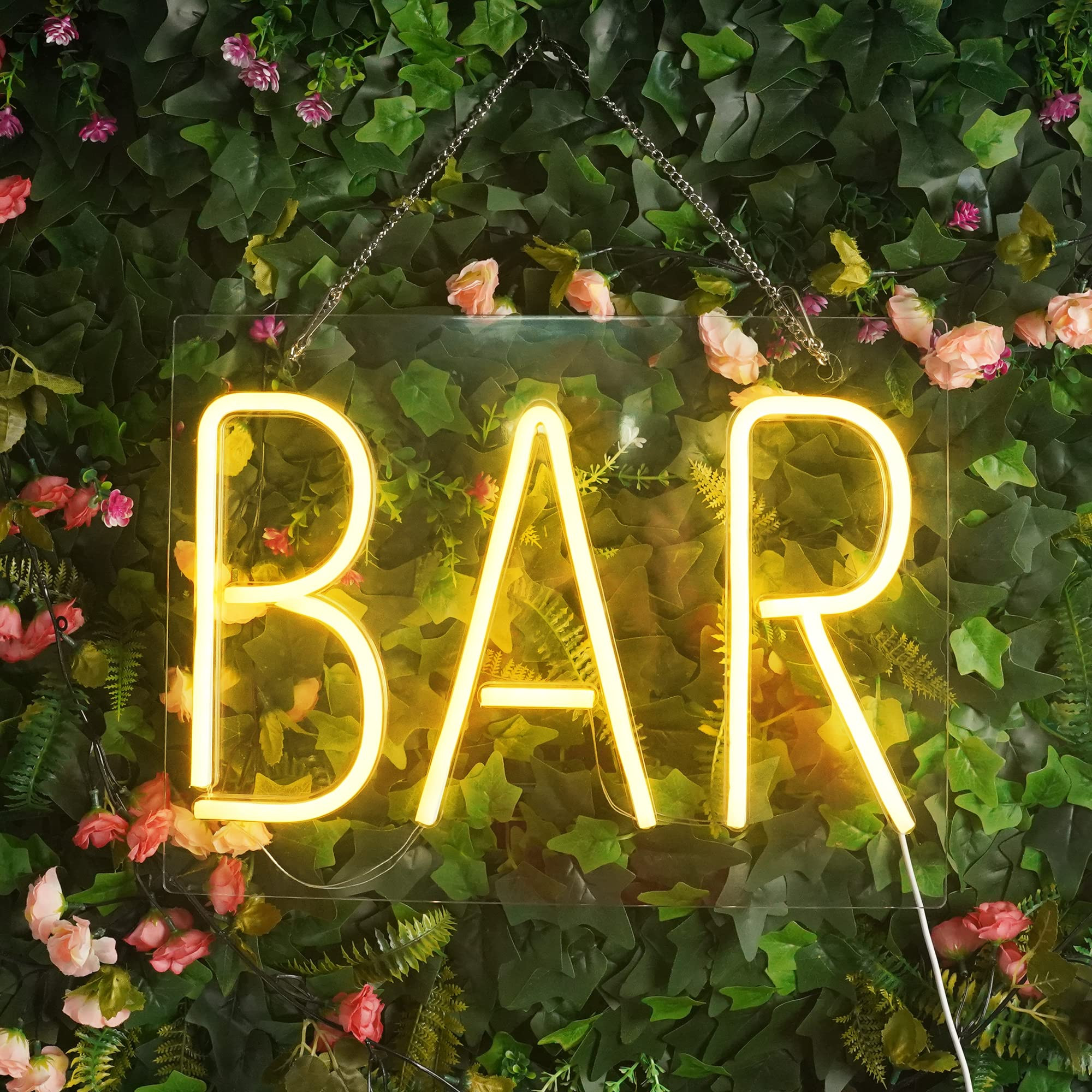 Neon Bar Signs, Warm White Bar Neon Sign with Dimmer Switch, USB Powered LED Neon Light for Wall ... | Amazon (US)