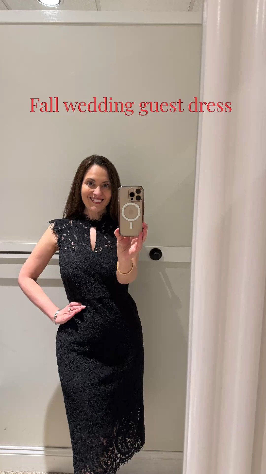 fall wedding guest dress - beautiful black lace midi dress. I’m wearing the size 4 (it does run a little narrow in the hips). This is a lovely dress to wear through the Fall and into the Holiday season!

#LTKOver40 #LTKWedding #LTKootd