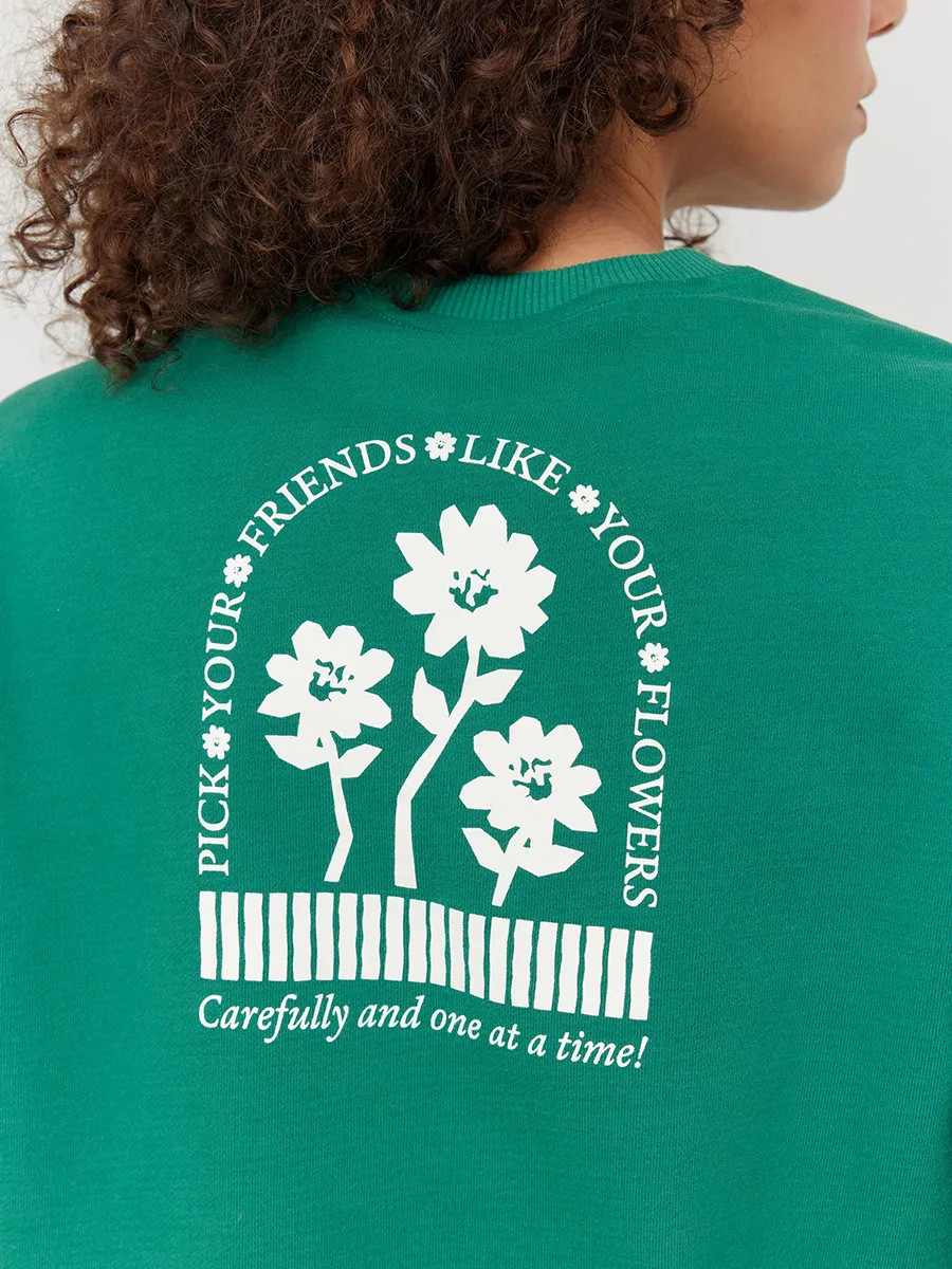 Picking Flowers Cotton Terry Cropped SweatshirtA Heart | Outdoor Voices