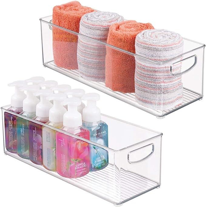 mDesign Storage Bins with Built-in Handles for Organizing Hand Soaps, Body Wash, Shampoos, Lotion... | Amazon (US)