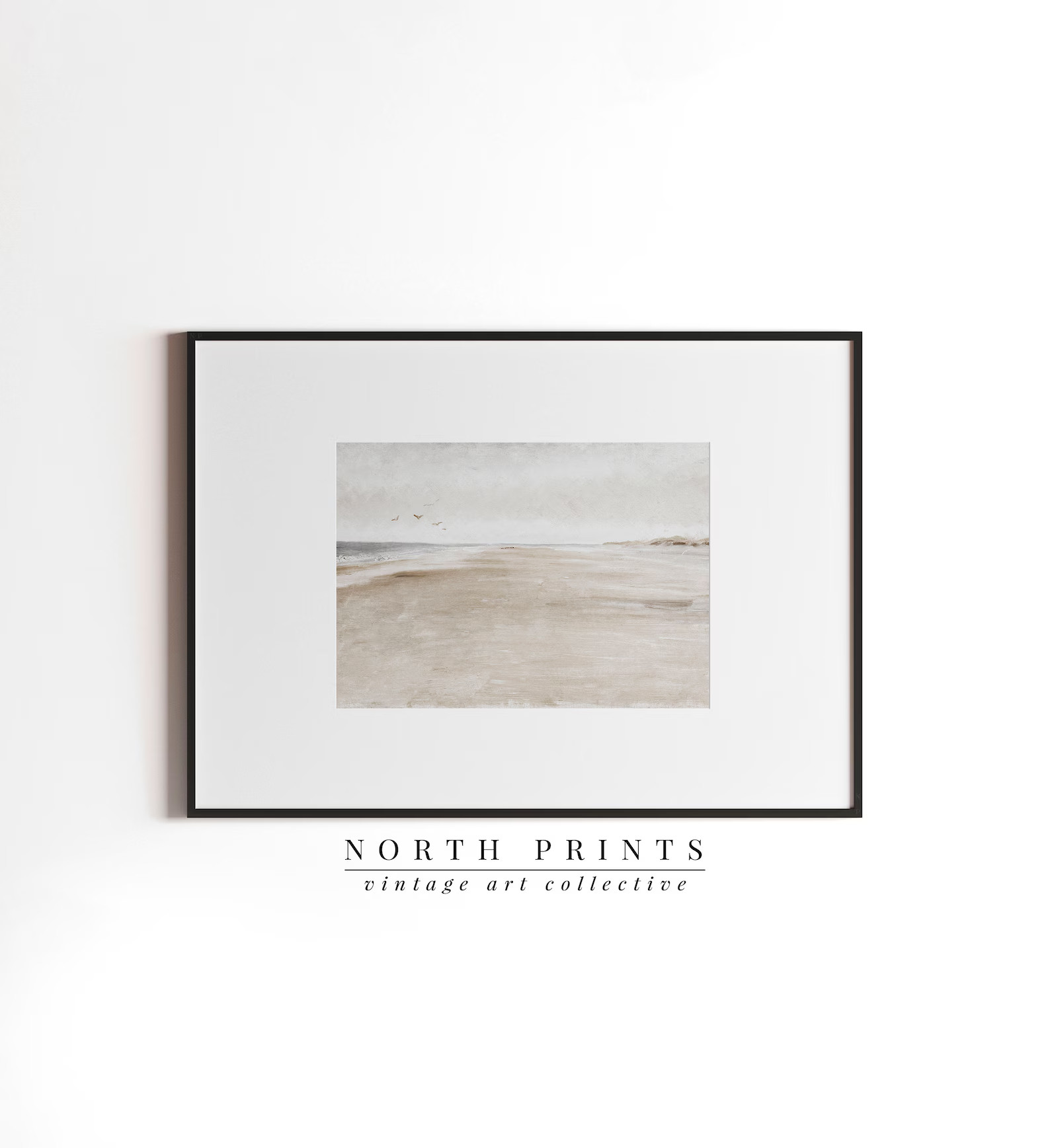 Vintage Neutral Beach Painting  Soft Coastal Landscape  - Etsy UK | Etsy (UK)