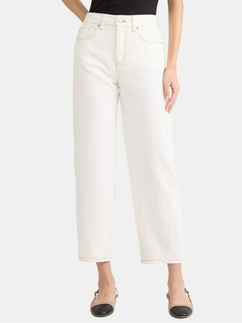 Time and Tru Women's High Rise Barrel Jeans, 26.5" Inseam, Sizes 0-22 | Walmart (US)