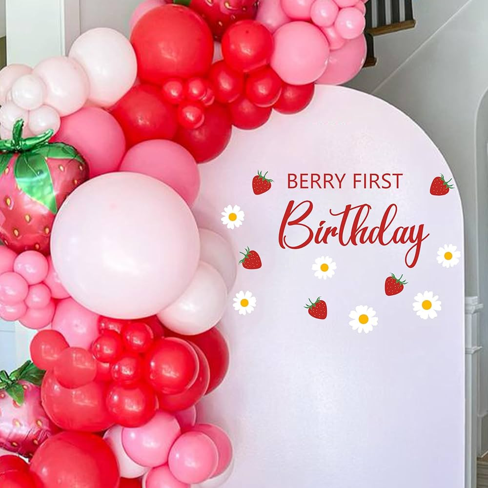 Berry First Birthday Decal for Balloon Arch, Strawberry 1st Birthday Party Backdrop,Berry1st Birt... | Amazon (US)
